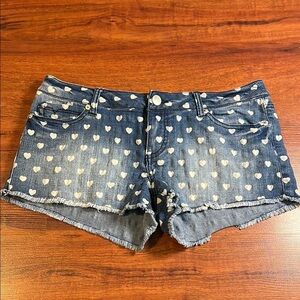 Jalate heart denim shorts juniors size 11 white & blue with faded look